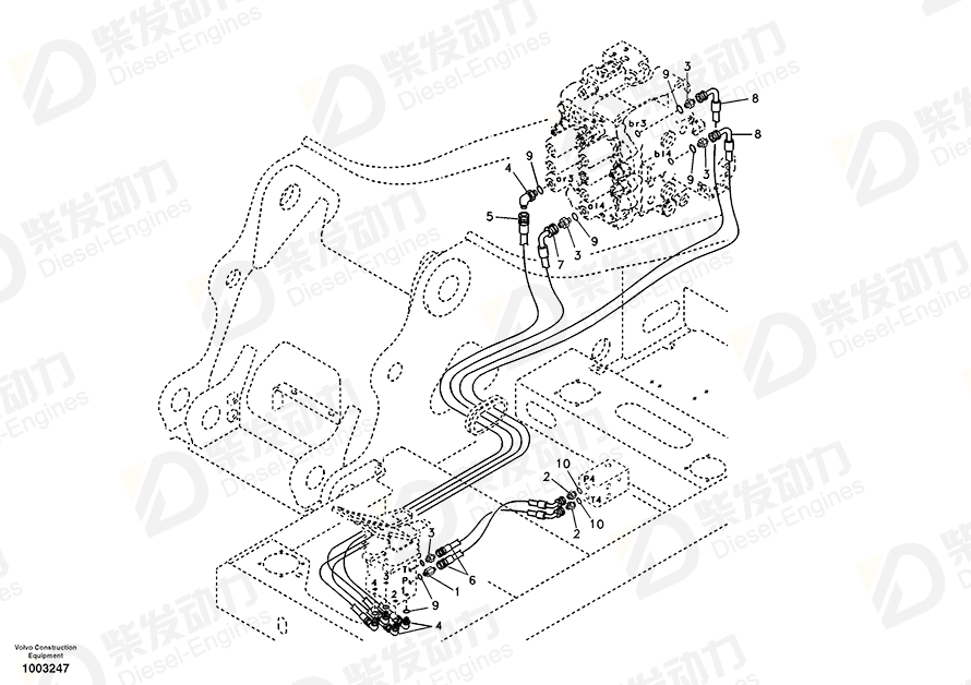 VOLVO HOSE ASSEMBLY SA9451-03259 Drawing