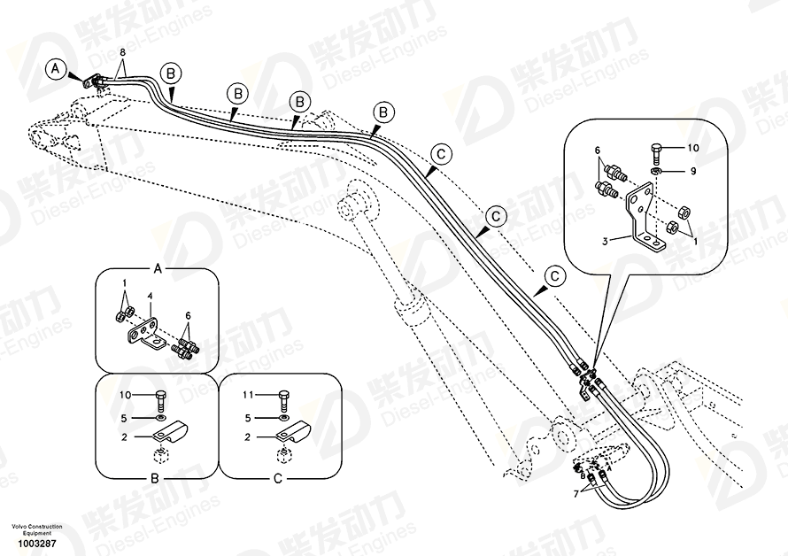VOLVO Hose assembly SA9466-03528 Drawing VOLVO Hose assembly SA9466-03528 Drawing