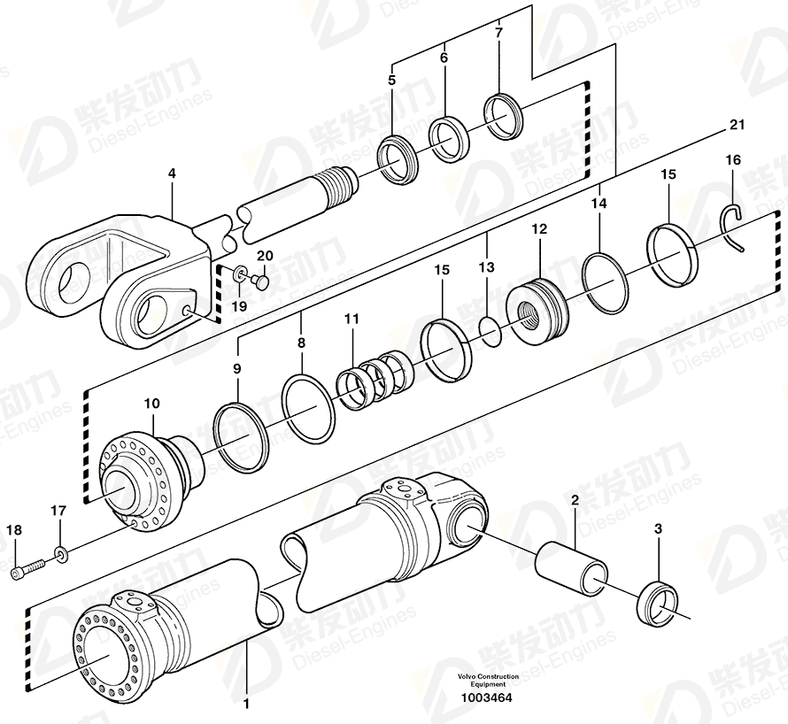 VOLVO Piston rod seal 11107371 Drawing