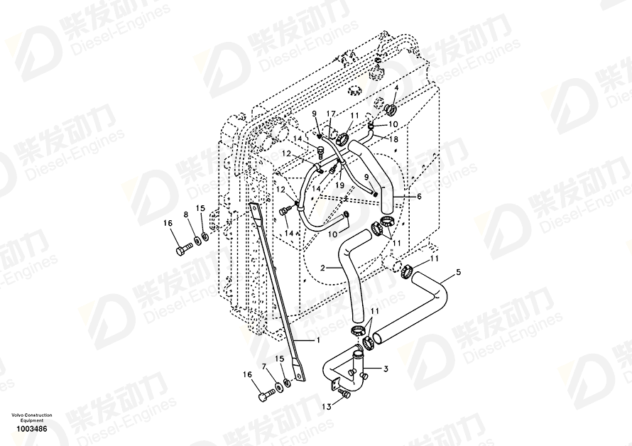 VOLVO Cooling hose 14881150 Drawing VOLVO Cooling hose 14881150 Drawing