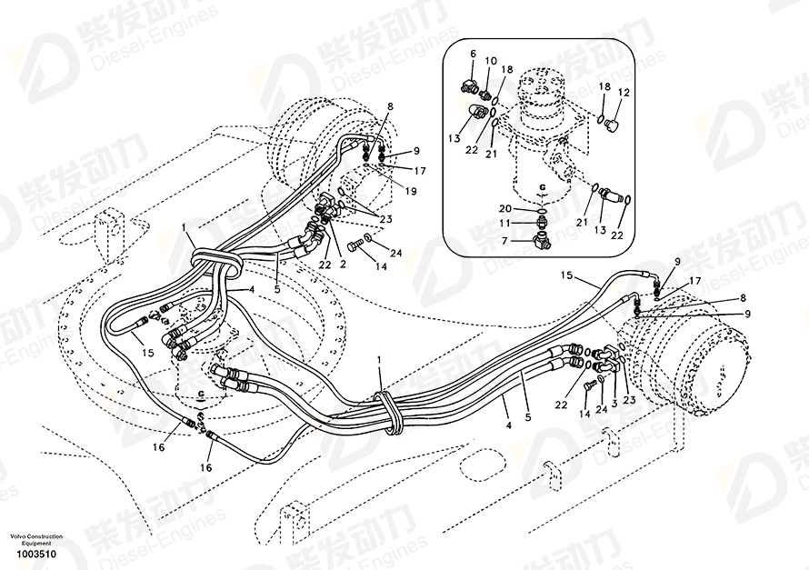 VOLVO Hose assembly 937012 Drawing VOLVO Hose assembly 937012 Drawing
