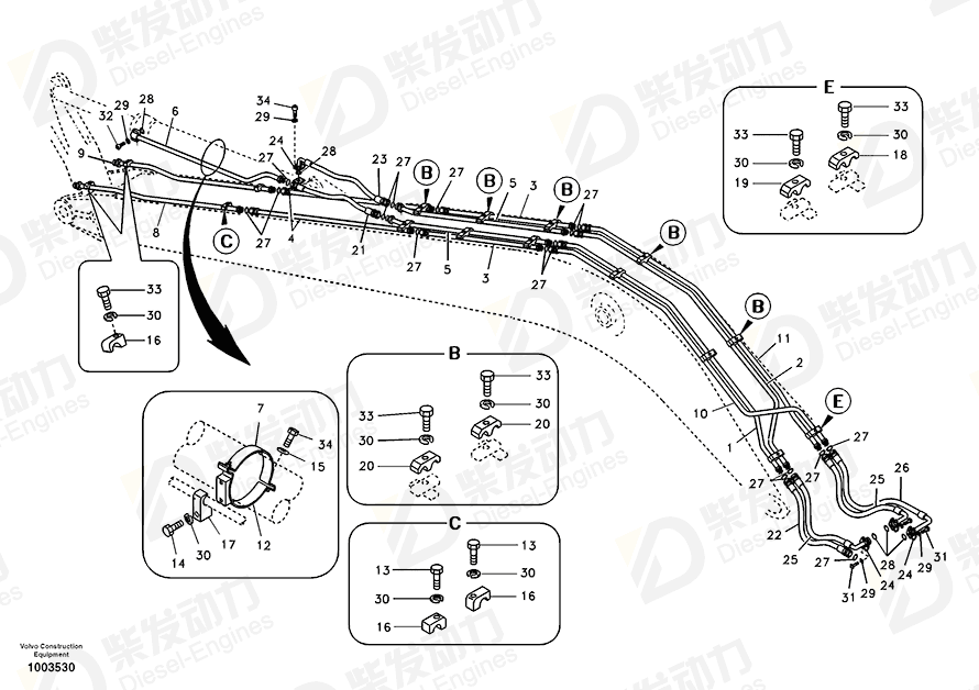 VOLVO Hose SA9406-06620 Drawing VOLVO Hose SA9406-06620 Drawing