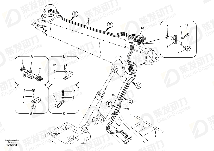 VOLVO Hose assembly SA9451-03560 Drawing