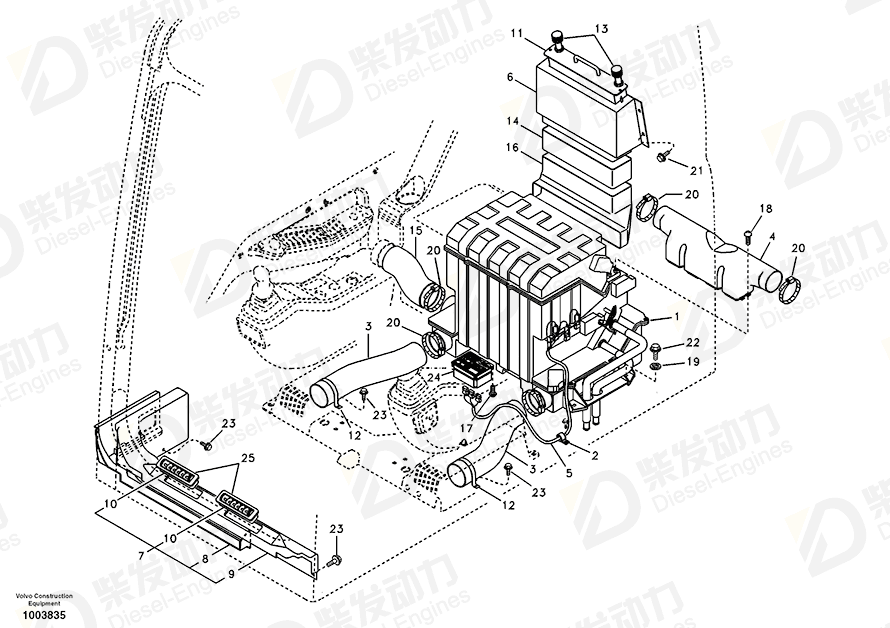 VOLVO Defroster duct 14503049 Drawing