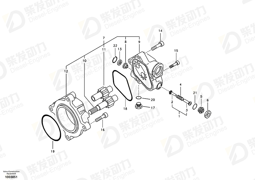 VOLVO Gear pump SA7220-00510 Drawing