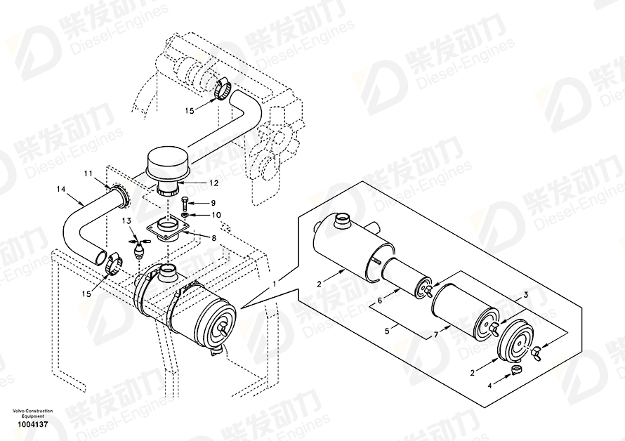 VOLVO Pre-cleaner SA1113-01050 Drawing VOLVO Pre-cleaner SA1113-01050 Drawing