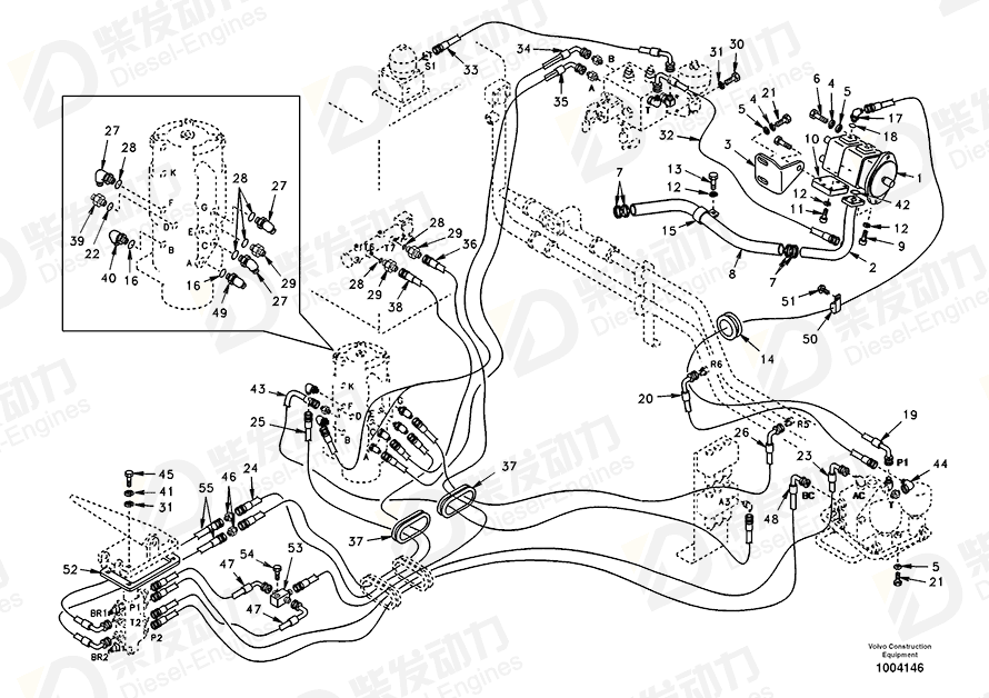 VOLVO Hose assembly SA9451-03331 Drawing VOLVO Hose assembly SA9451-03331 Drawing