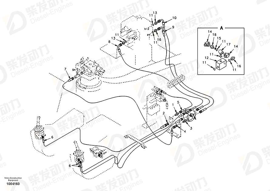 VOLVO HOSE ASSEMBLY SA9453-03226 Drawing