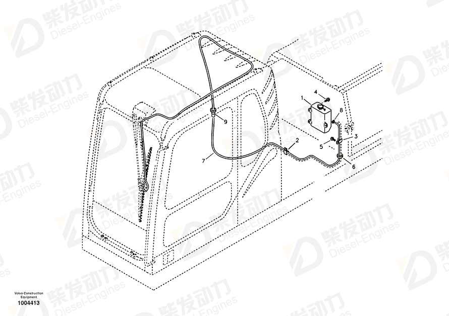 VOLVO Washer pump 14529143 Drawing VOLVO Washer pump 14529143 Drawing