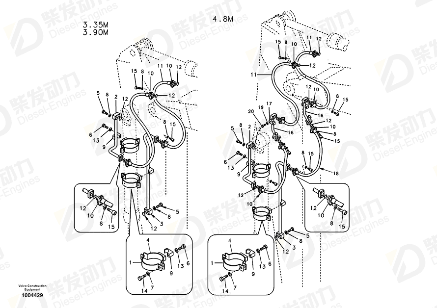 VOLVO Hose assembly 937322 Drawing VOLVO Hose assembly 937322 Drawing