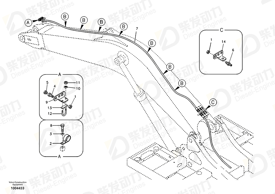 VOLVO Hose assembly SA9466-04344 Drawing VOLVO Hose assembly SA9466-04344 Drawing