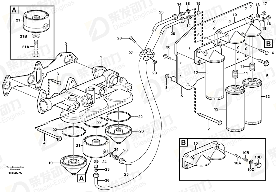 VOLVO Oil filter housing 11127484 Drawing