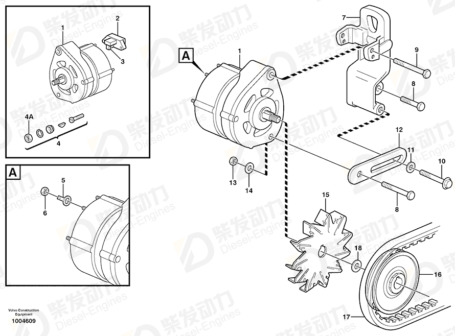 VOLVO Carbon brush 20459030 Drawing VOLVO Carbon brush 20459030 Drawing