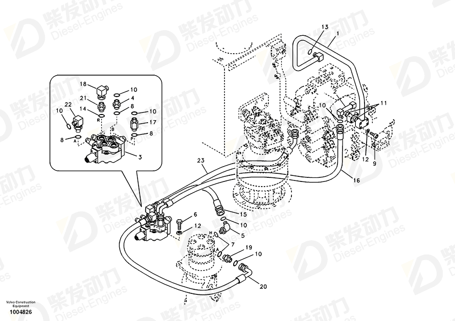 VOLVO Hose assembly SA9452-05223 Drawing