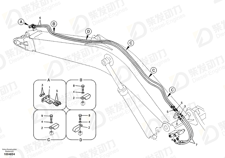 VOLVO Hose assembly SA9466-03614 Drawing VOLVO Hose assembly SA9466-03614 Drawing