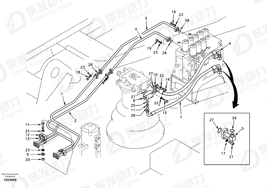 VOLVO Hose SA9459-05070 Drawing VOLVO Hose SA9459-05070 Drawing