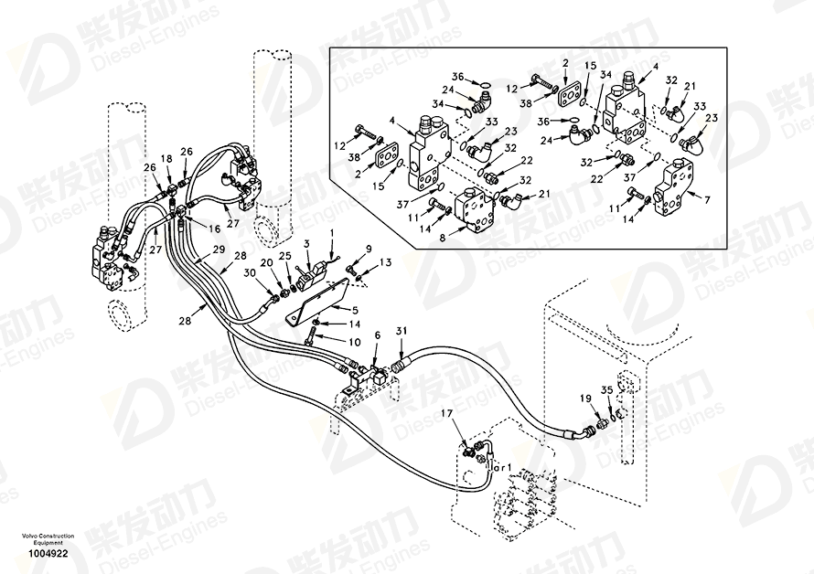 VOLVO Hose assembly SA9451-03210 Drawing VOLVO Hose assembly SA9451-03210 Drawing