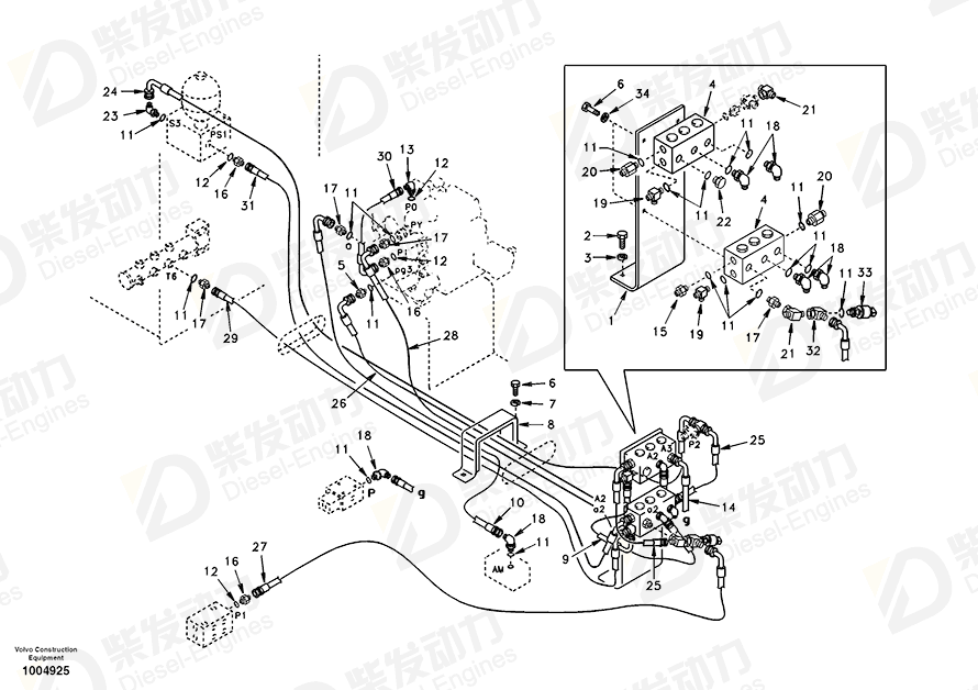 VOLVO Hose assembly SA9453-02312 Drawing