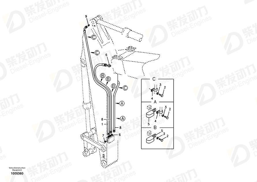 VOLVO Hose assembly SA9482-02460 Drawing