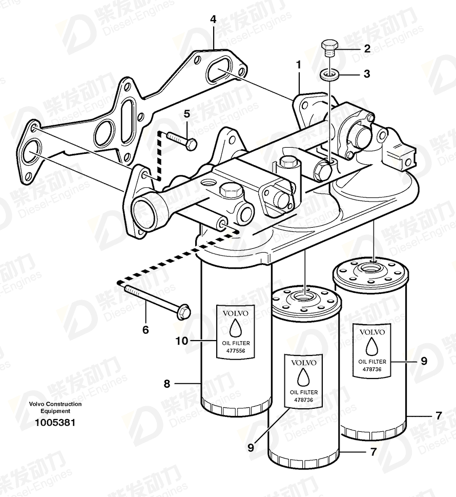 VOLVO Oil filter 478736 Drawing