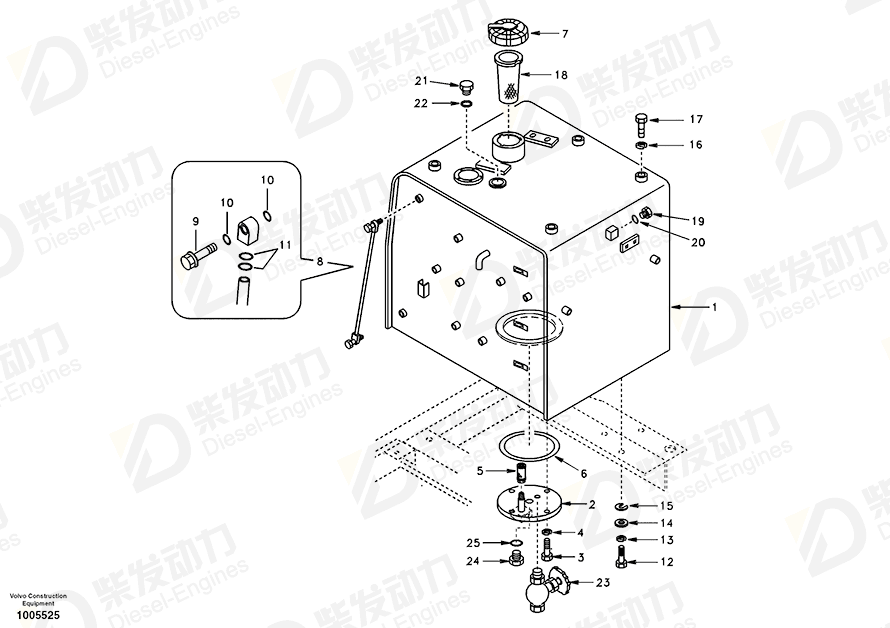 VOLVO Fuel tank SA1116-00870 Drawing VOLVO Fuel tank SA1116-00870 Drawing