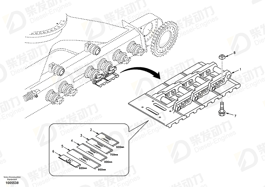 VOLVO Track Shoe SA1030-10110 Drawing