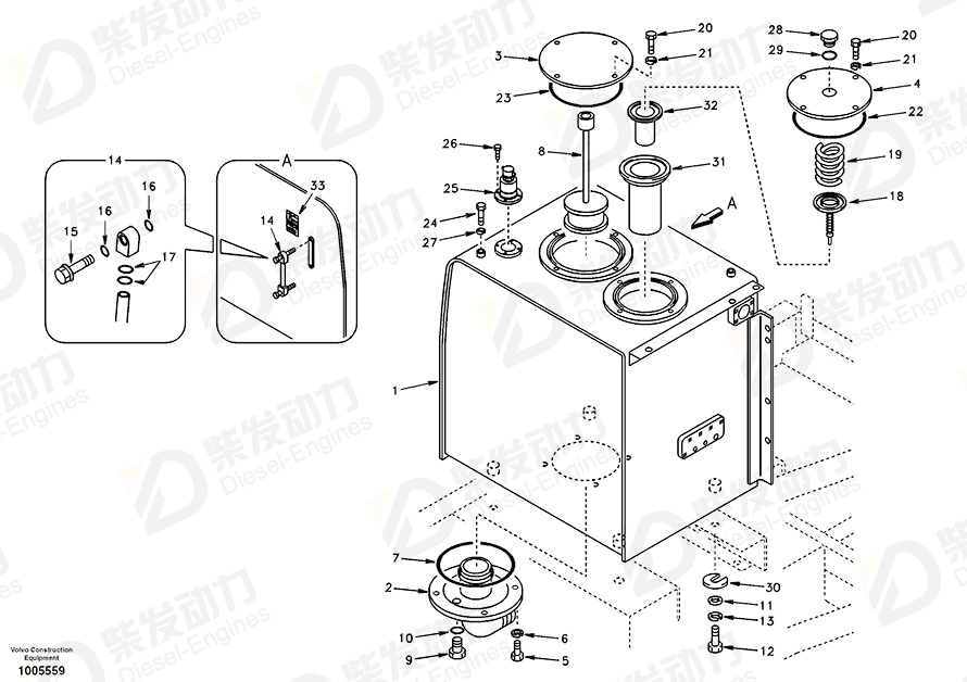 VOLVO Hydr fluid tank SA1141-02220 Drawing VOLVO Hydr fluid tank SA1141-02220 Drawing
