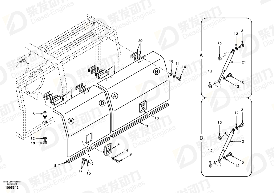 VOLVO Gas spring SA1162-04631 Drawing VOLVO Gas spring SA1162-04631 Drawing