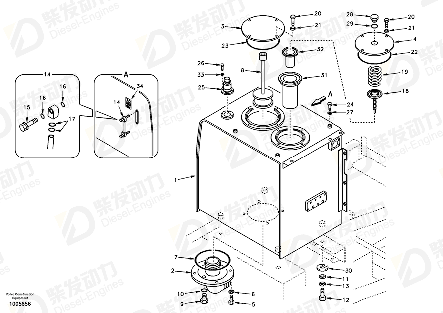 VOLVO Hydr fluid tank SA1141-02100 Drawing