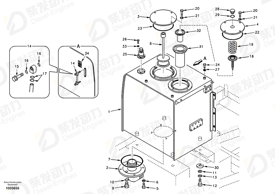 VOLVO Hydr fluid tank SA1141-02100 Drawing VOLVO Hydr fluid tank SA1141-02100 Drawing