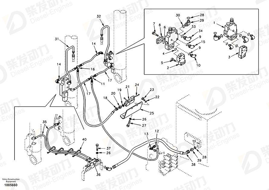 VOLVO Hose assembly SA9451-03208 Drawing