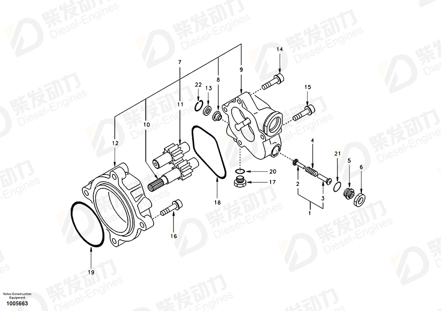 VOLVO GEAR PUMP SA8230-08800 Drawing