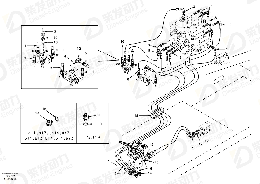 VOLVO Hose assembly SA9453-03355 Drawing