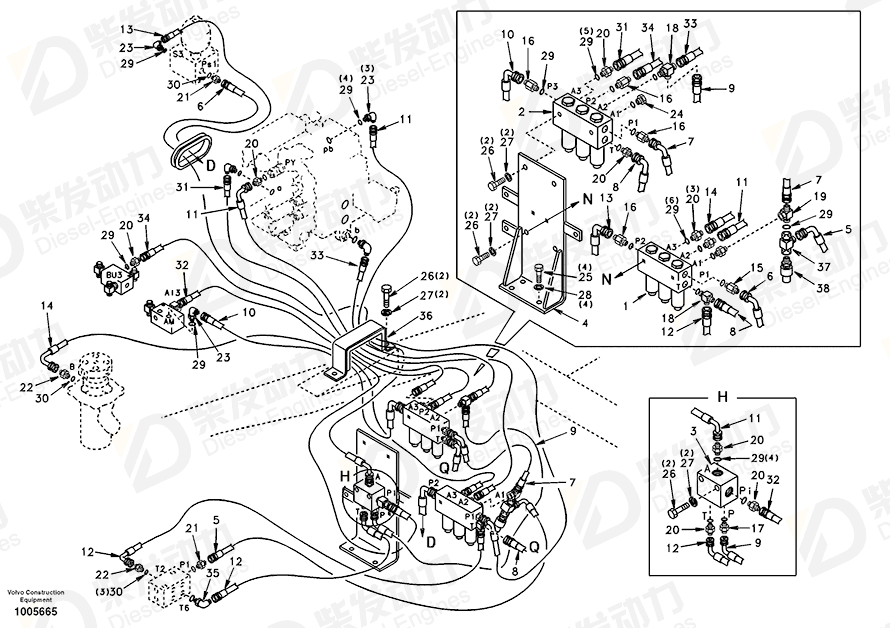 VOLVO Hose assembly SA9451-02317 Drawing VOLVO Hose assembly SA9451-02317 Drawing