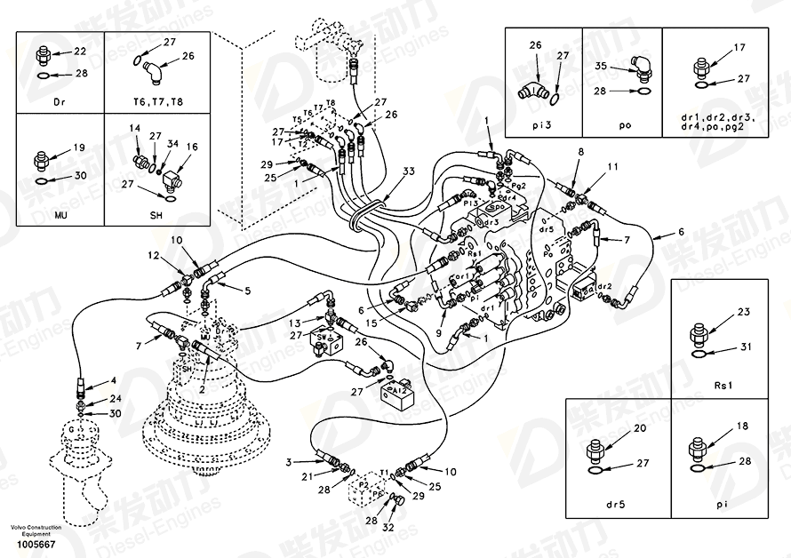 VOLVO Hose assembly SA9451-02315 Drawing