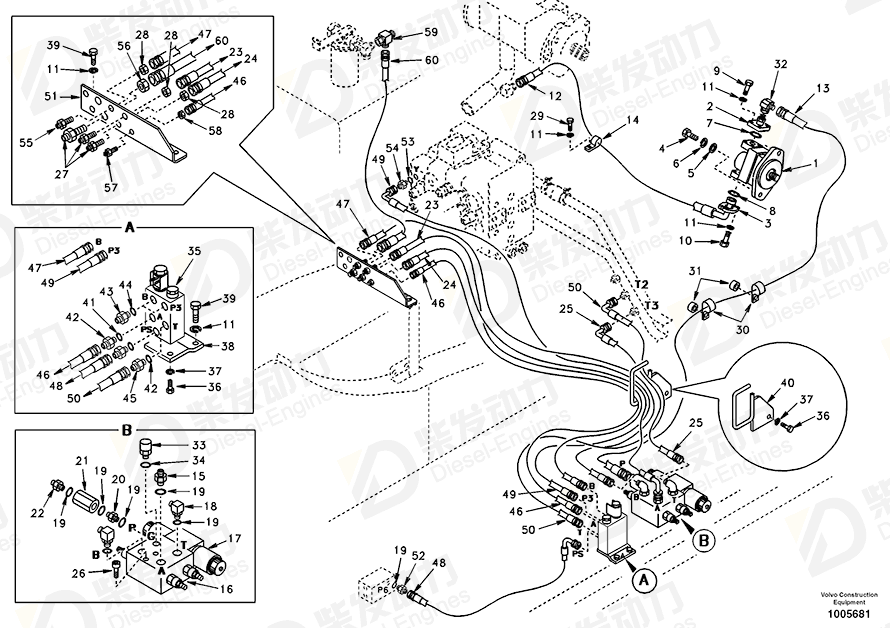 VOLVO Hose assembly SA9451-04349 Drawing