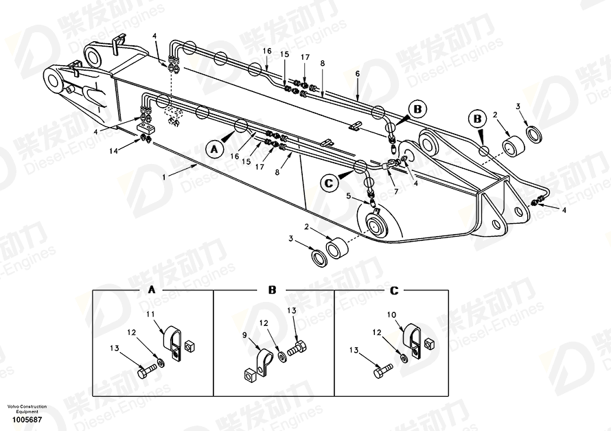 VOLVO Hose assembly SA9482-02419 Drawing VOLVO Hose assembly SA9482-02419 Drawing