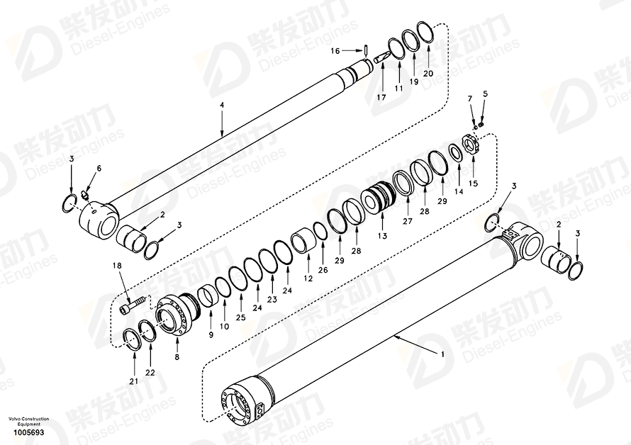 VOLVO Dipper Arm Cylinder SA1146-08440 Drawing