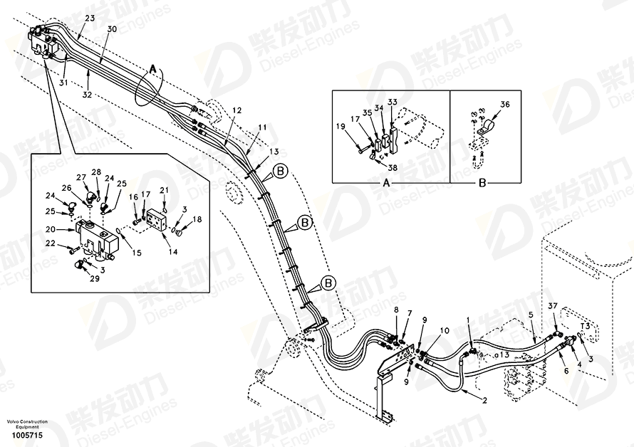 VOLVO Hose assembly SA9451-03295 Drawing