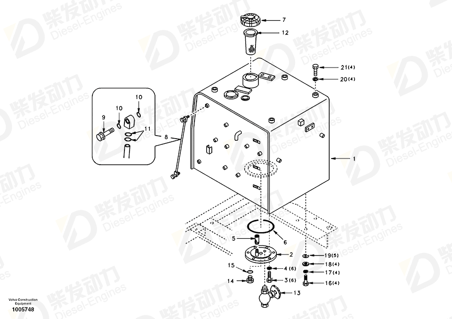 VOLVO Fuel tank SA1116-00580 Drawing