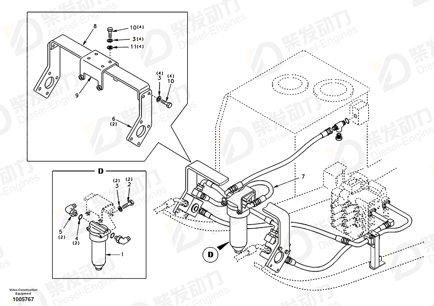 VOLVO Return filter SA1142-04420 Drawing