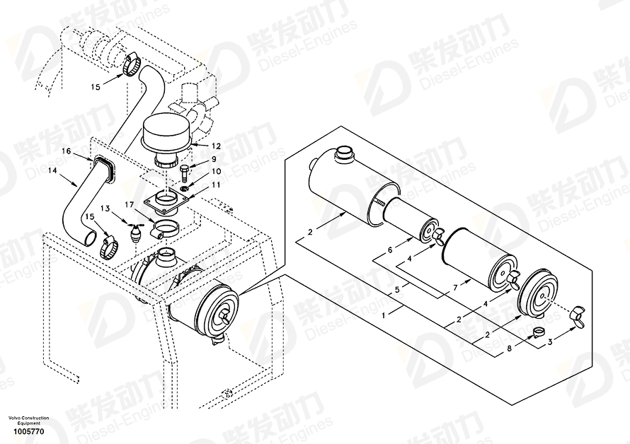 VOLVO Air hose SA1113-00021 Drawing VOLVO Air hose SA1113-00021 Drawing