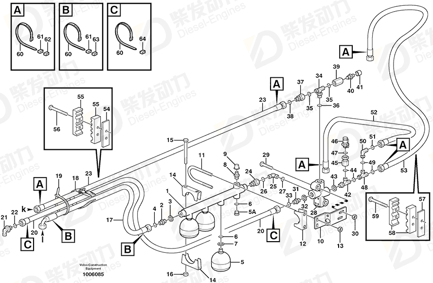 VOLVO Hose assembly 11192423 Drawing