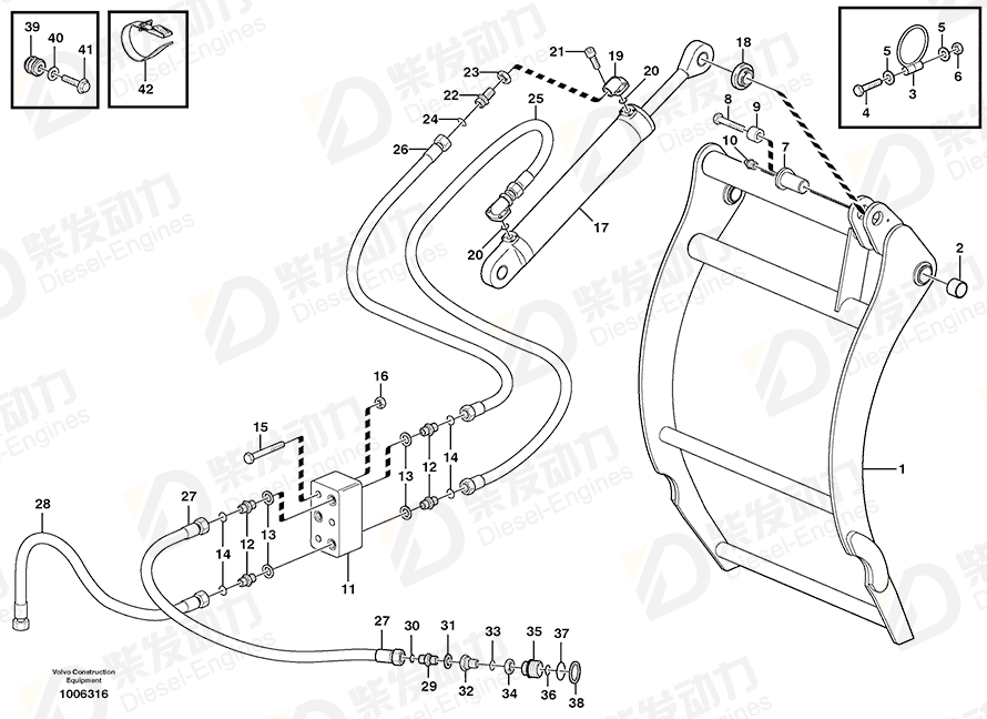 VOLVO Hose assembly 935695 Drawing VOLVO Hose assembly 935695 Drawing