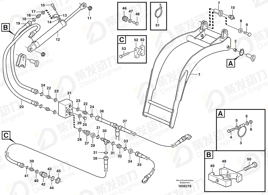 VOLVO Hose assembly 935949 Drawing VOLVO Hose assembly 935949 Drawing
