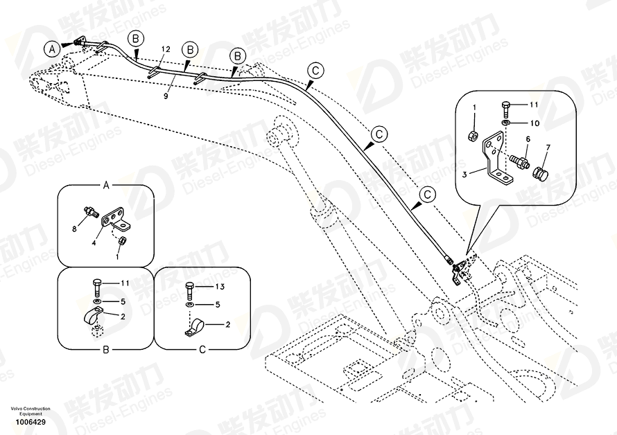 VOLVO Hose assembly SA9466-04219 Drawing