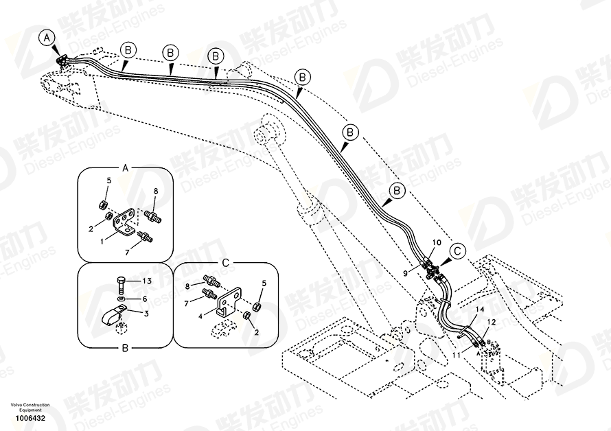 VOLVO Hose assembly SA9466-02619 Drawing VOLVO Hose assembly SA9466-02619 Drawing