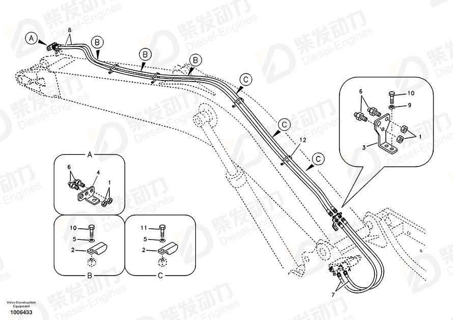VOLVO Hose assembly SA9466-03619 Drawing VOLVO Hose assembly SA9466-03619 Drawing