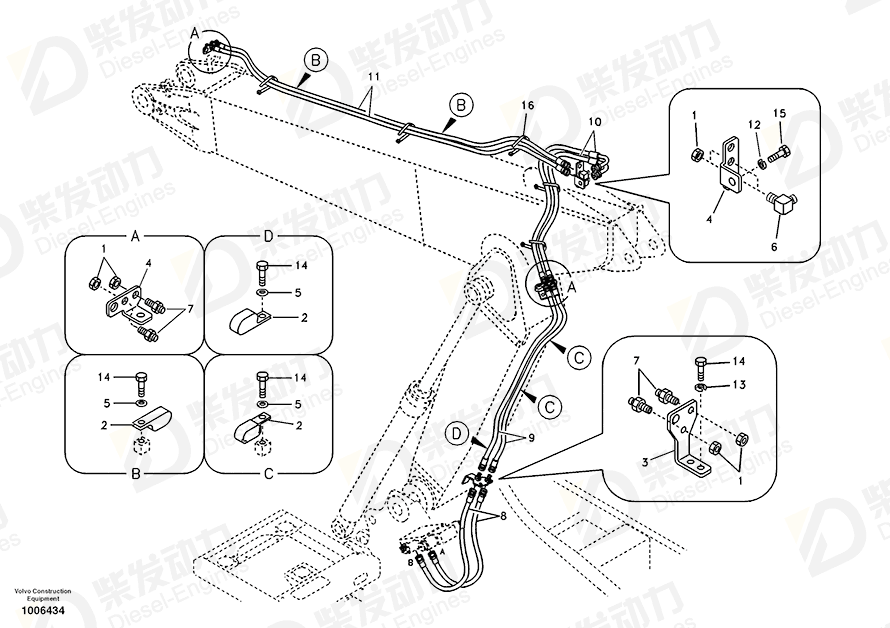 VOLVO Hose assembly SA9451-03654 Drawing