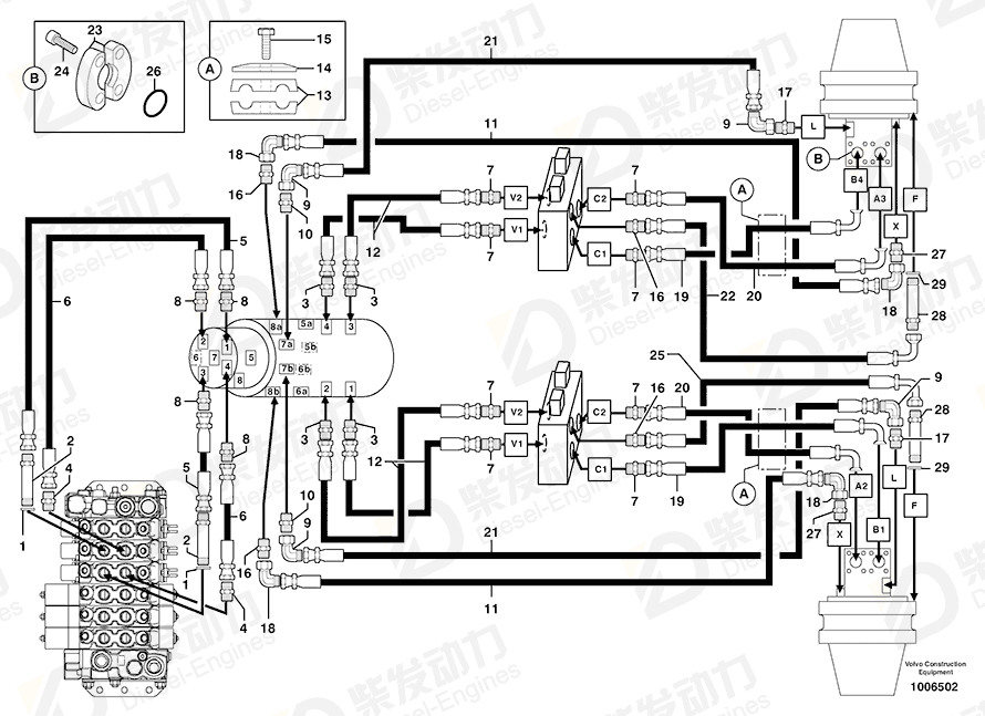 VOLVO High pressure hose 4196038 Drawing VOLVO High pressure hose 4196038 Drawing